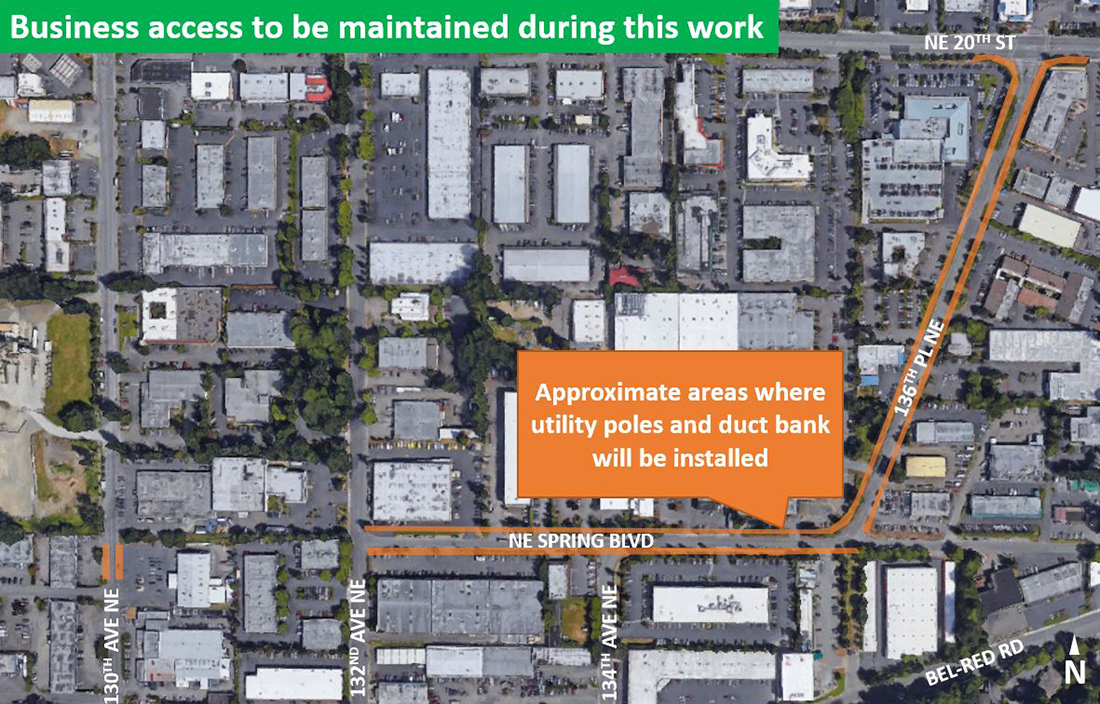 Map of utility pole installation work.