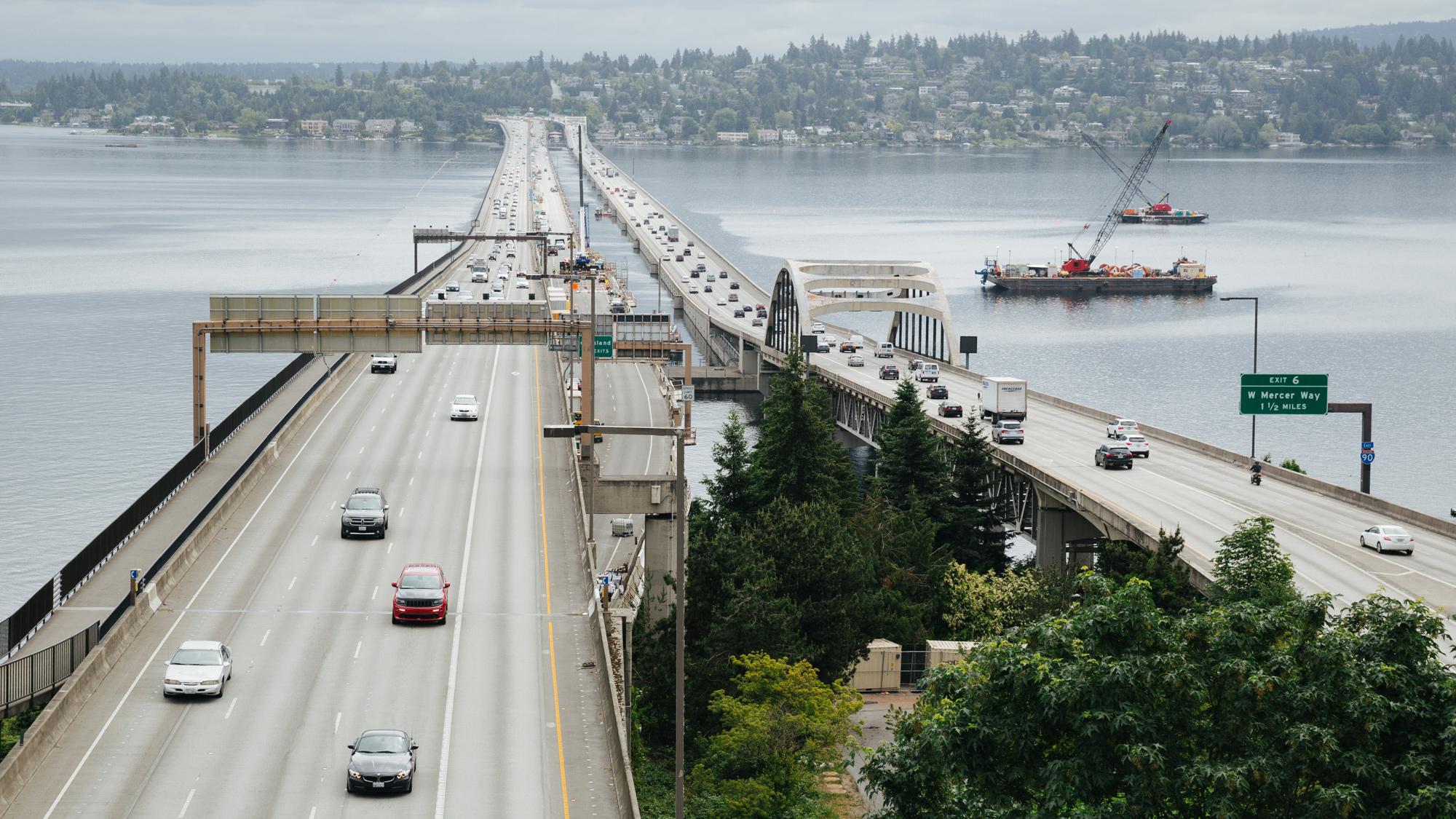 Aerial photo of I-90 westbound.