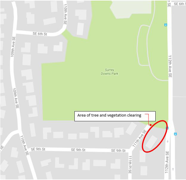 Map of Surrey Downs Park tree and vegetation work.