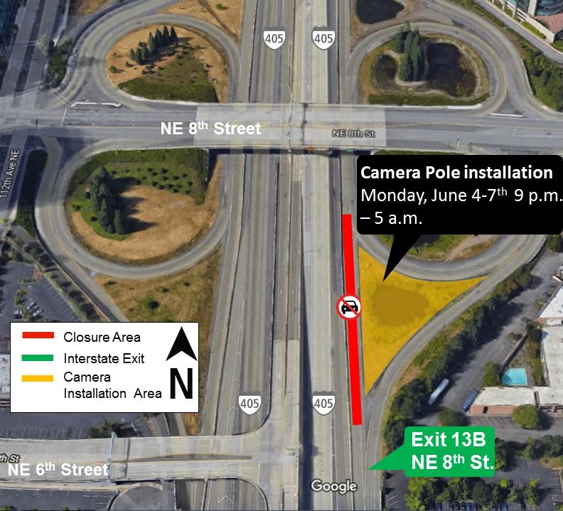 Map of I-405 lane closure.