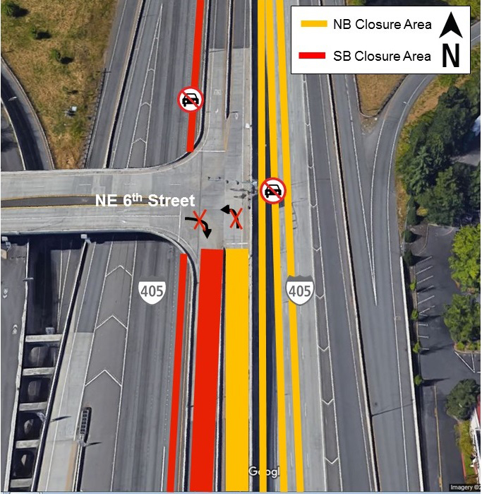 Map of I-405 closures.