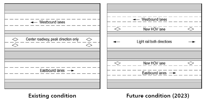 Interstate 90 lane configurations graphic.