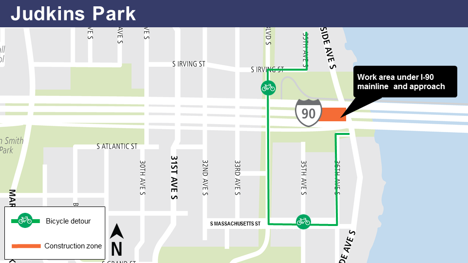 Judkins Park bicycle detour map