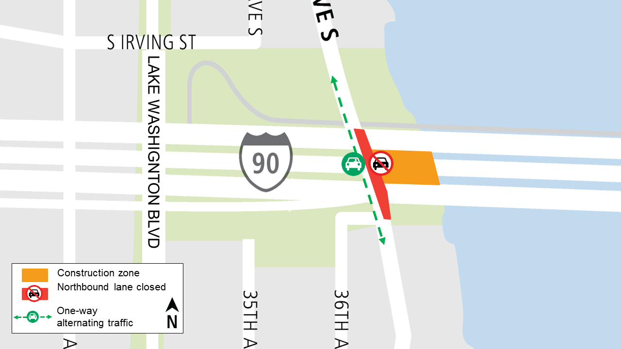 Map of lane closures on Lakeside Avenue. 2/9/2018