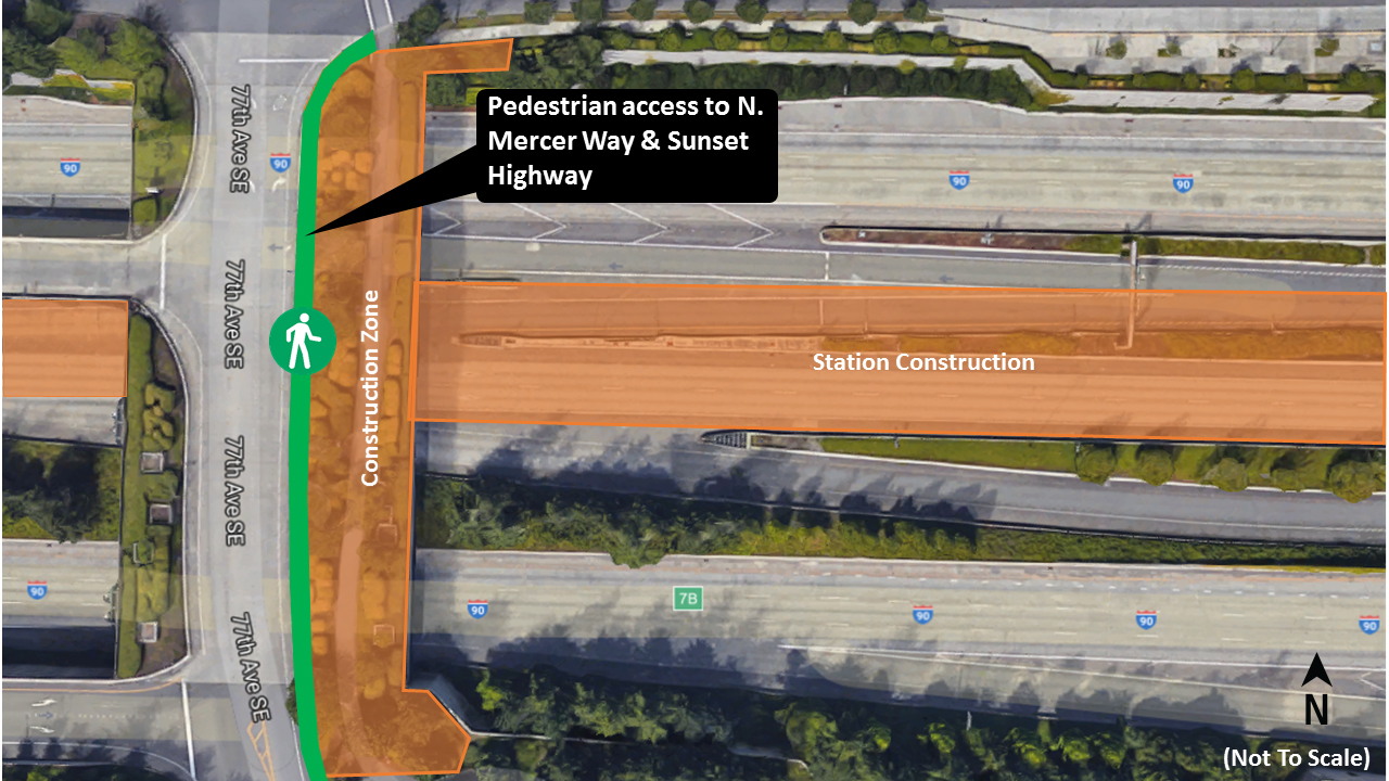 Map depicting future temporary path along 77th Avenue Southeast.