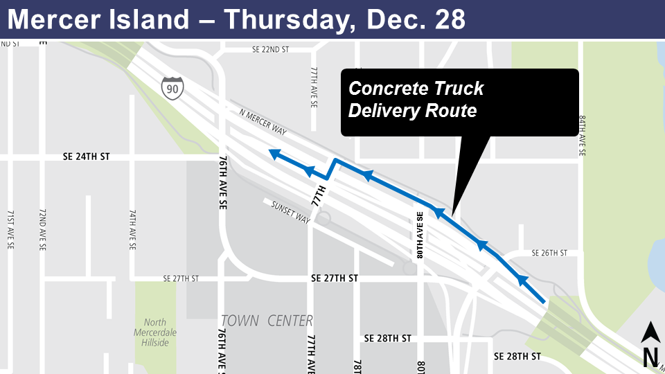 Map showing concrete truck route.