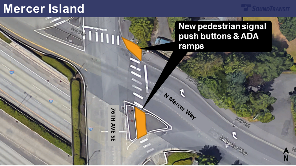 Map of 76th Avenue Southeast and North Mercer Way.