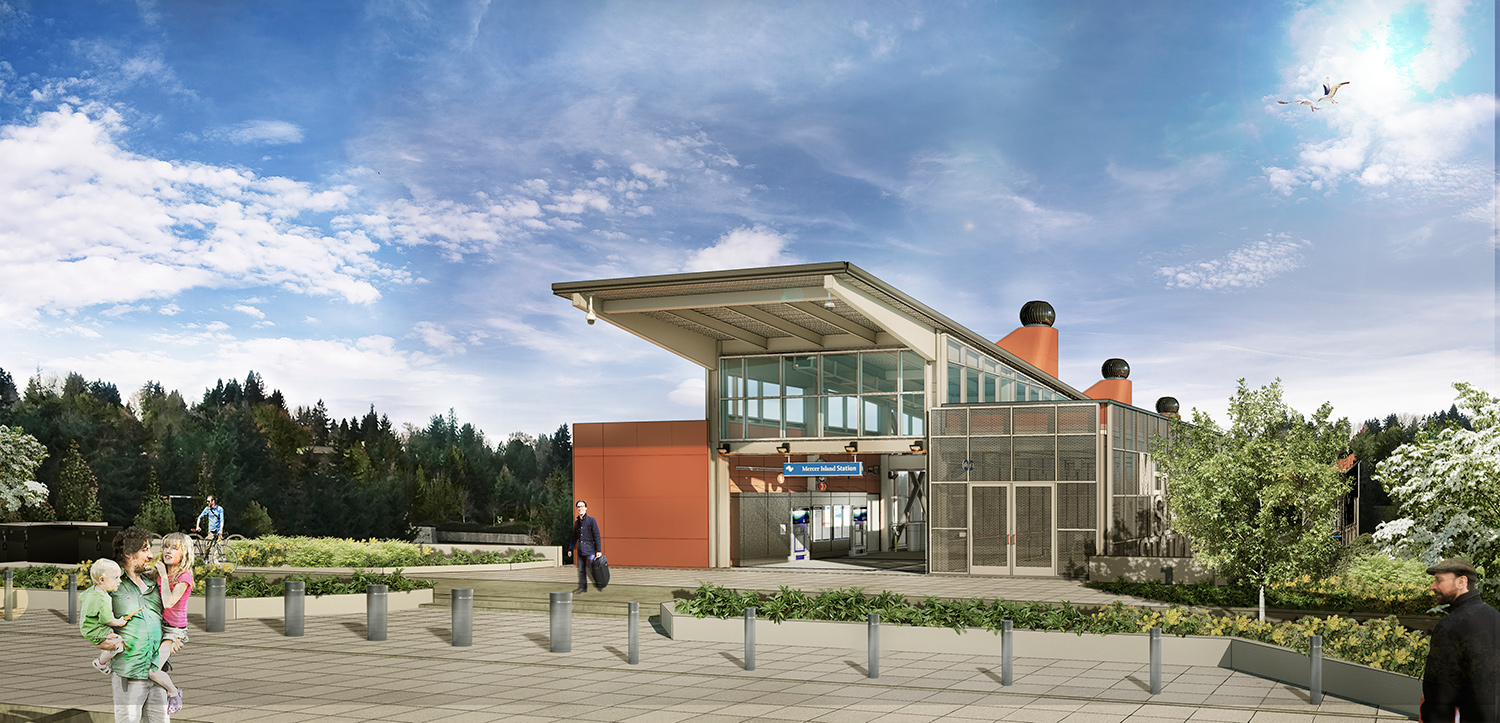 Artist rendering of future Mercer Island station.