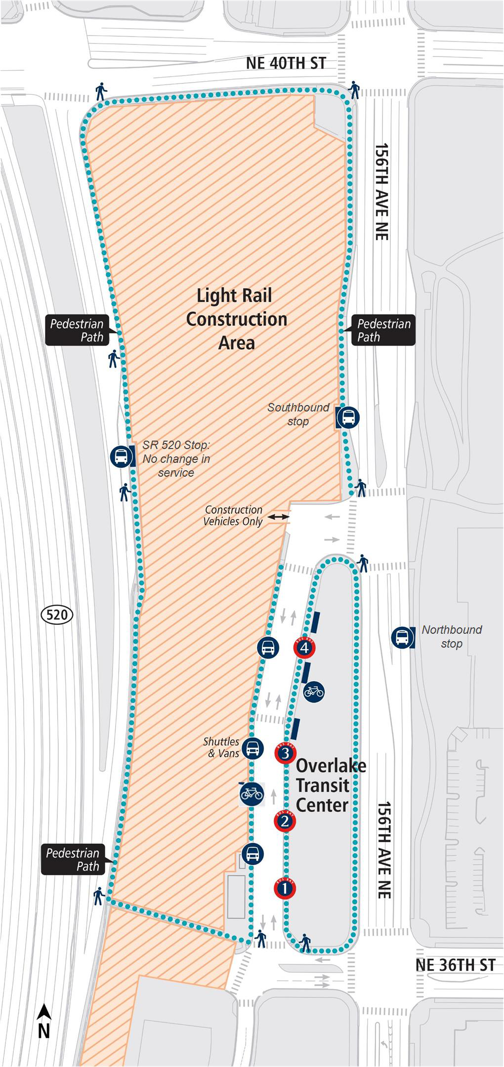 Map of Overlake Transit Center changes.