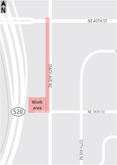 Map of 156th Avenue Northeast closure.