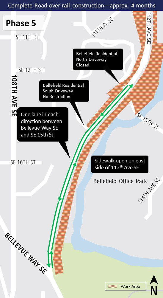 Phase five map for 112th Avenue Southeast construction.