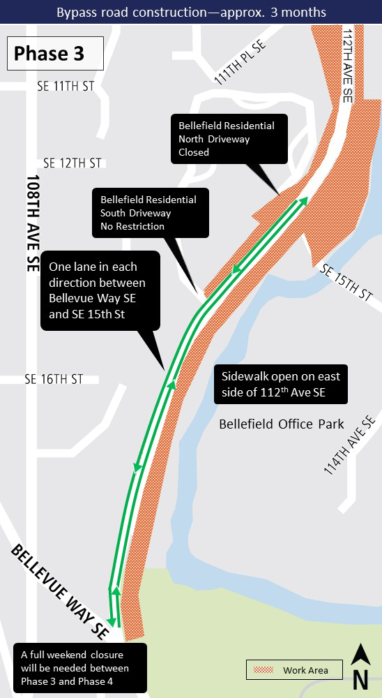 Phase three map for 112th Avenue Southeast construction.