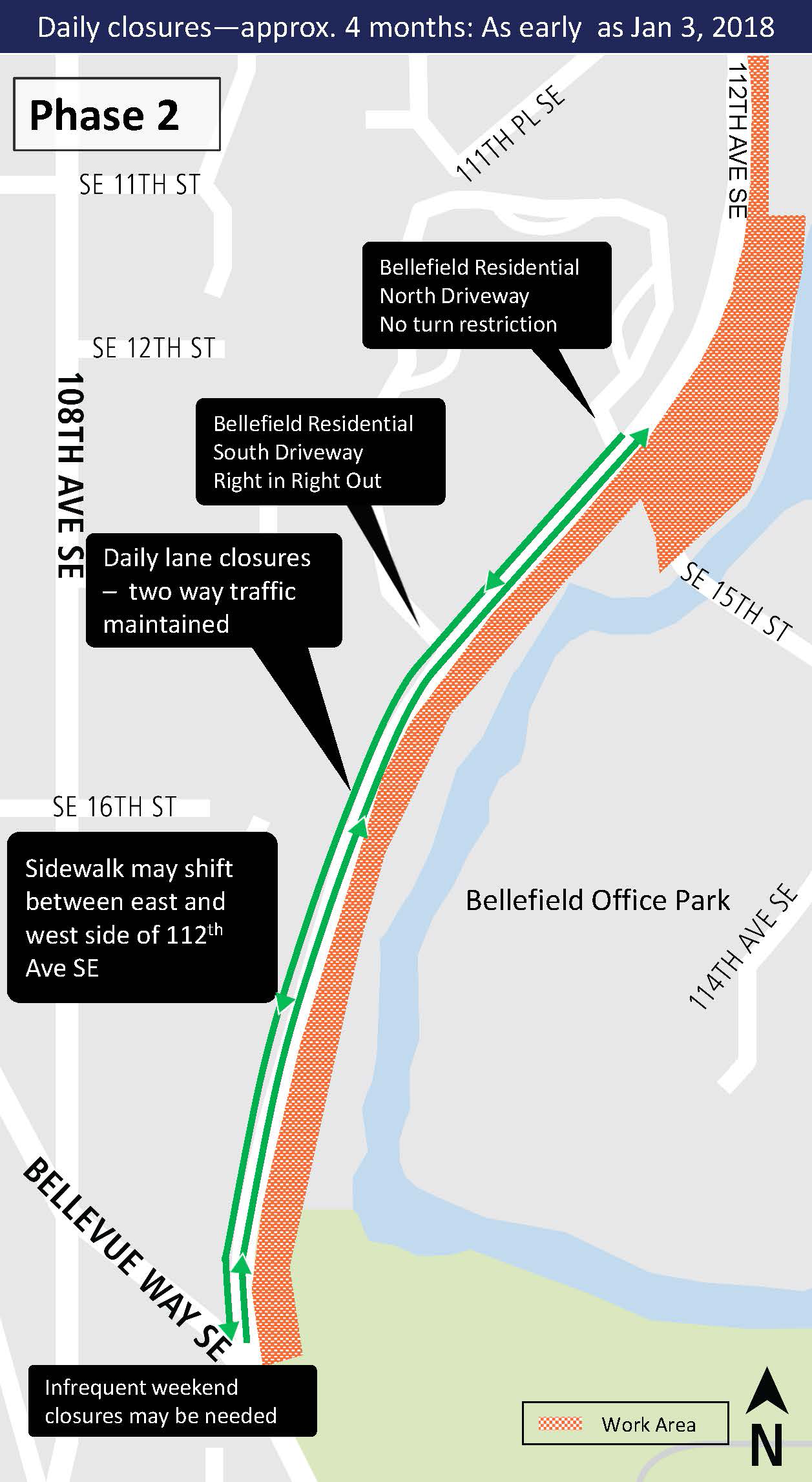 Phase two map for 112th Avenue Southeast construction.