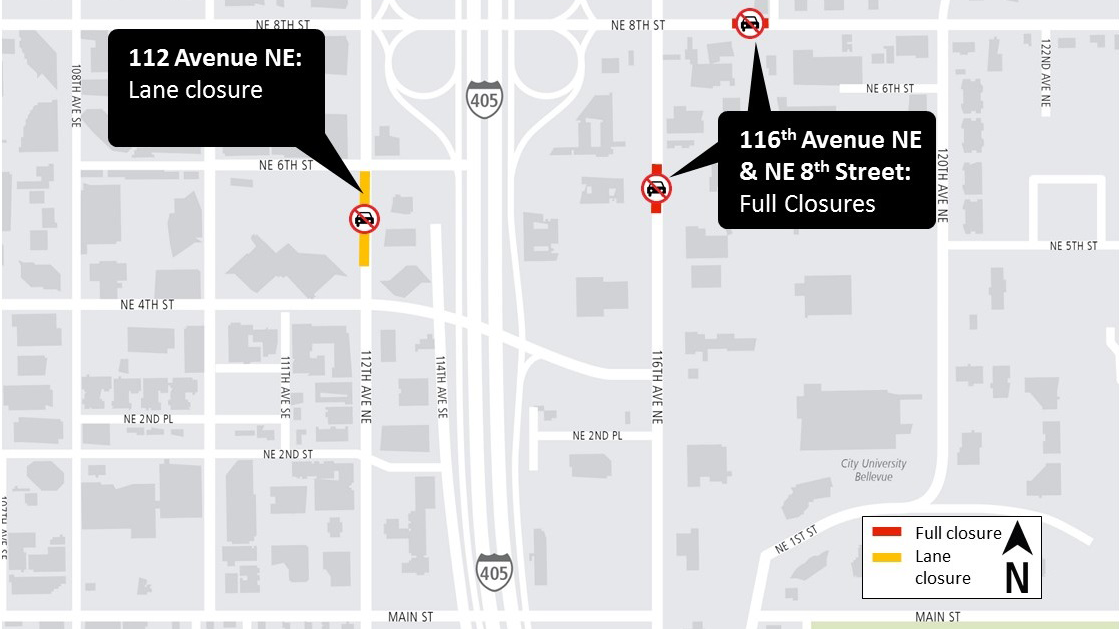 Bellevue road closures map.