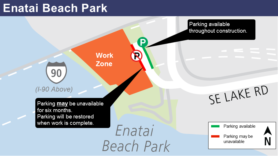 Map of construction work at Enatai Beach.