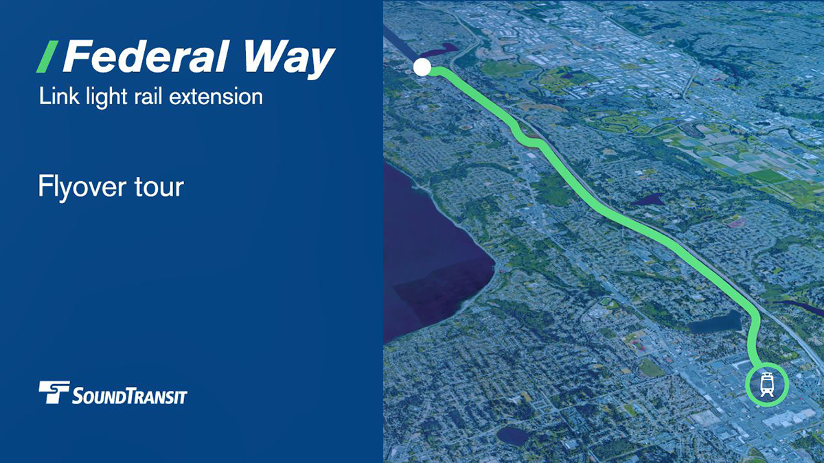 Federal Way Link Extension flyover video beginning still.