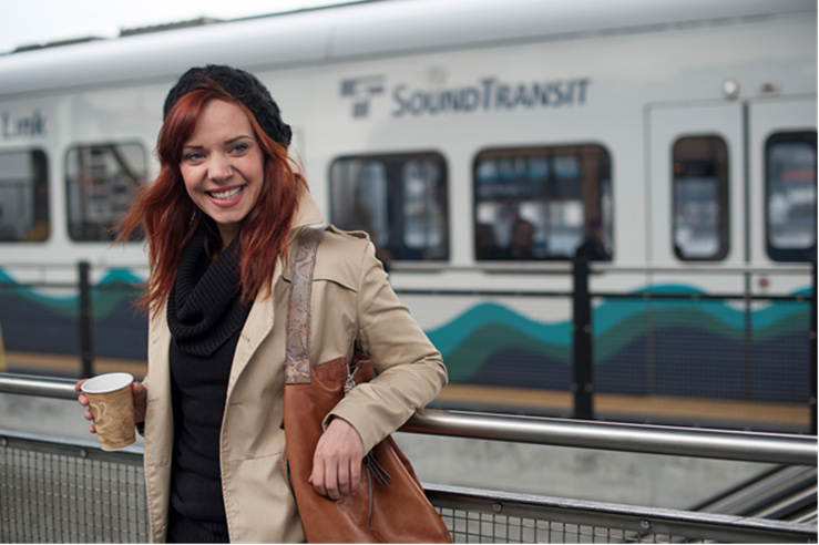 Passenger waits for a Link light rail train.