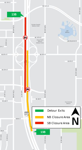 Map of night closures on I-405 December 2017