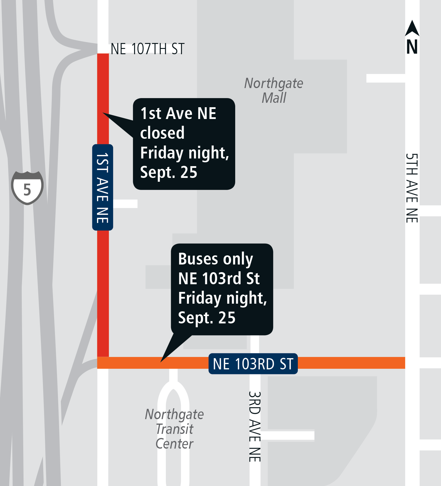 Northgate lane closures map.