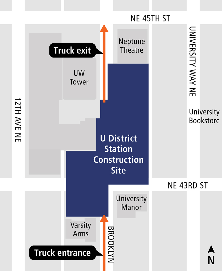 Map of U District Station work area.