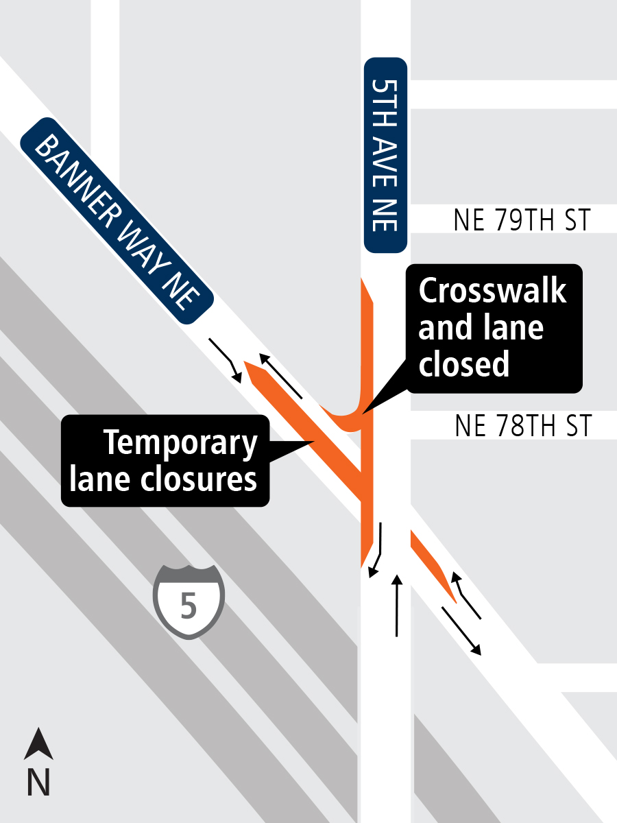 Map of temporary lane closures in Northgate.