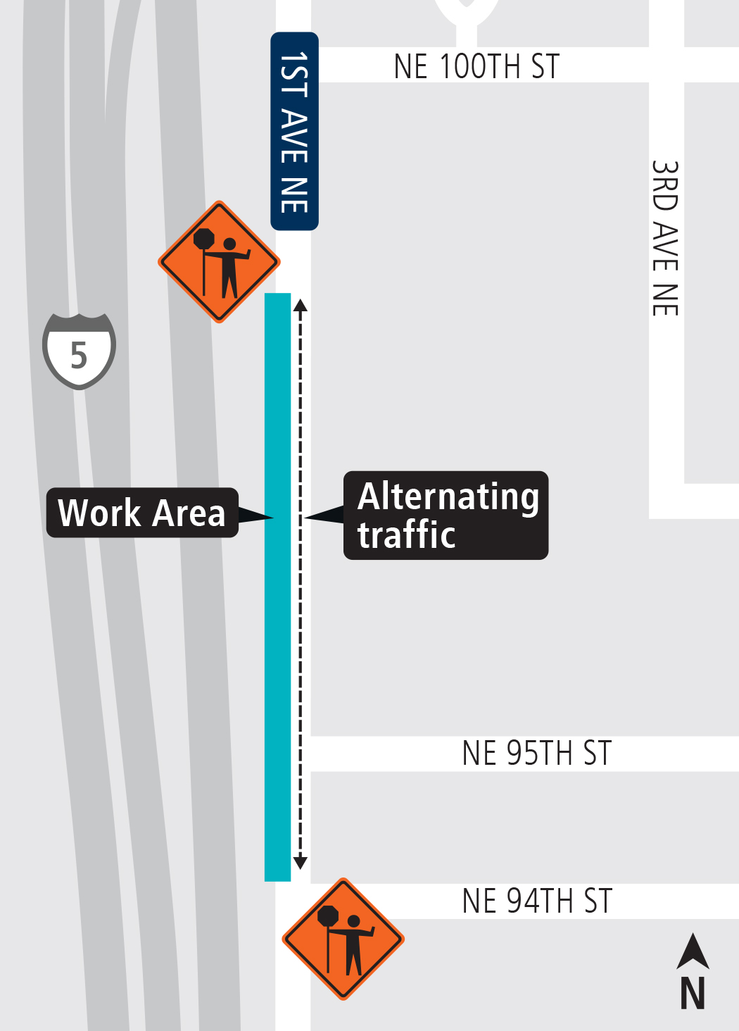 Map showing lane closures near the Maple Leaf Portal.