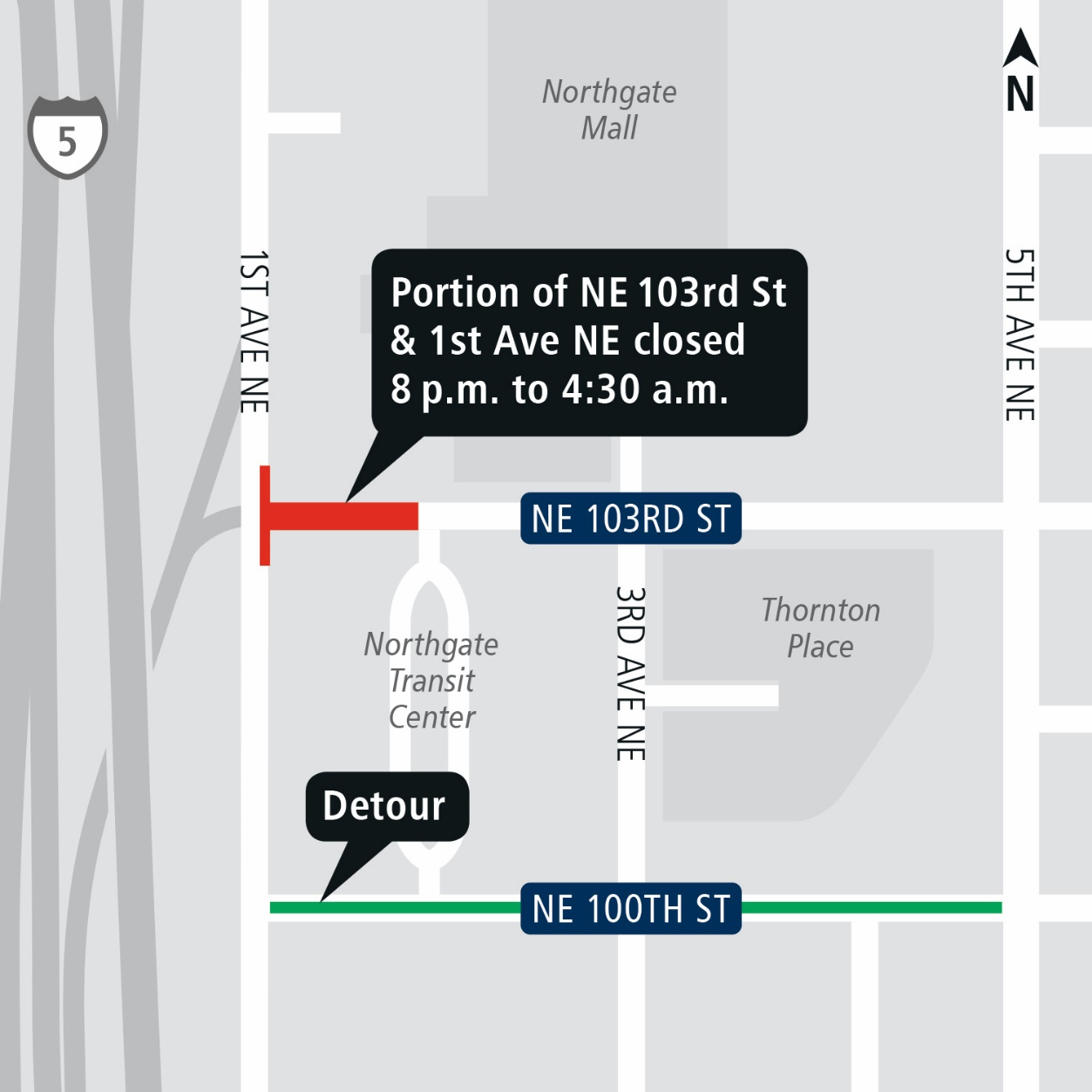 Map of lane closures and detours.