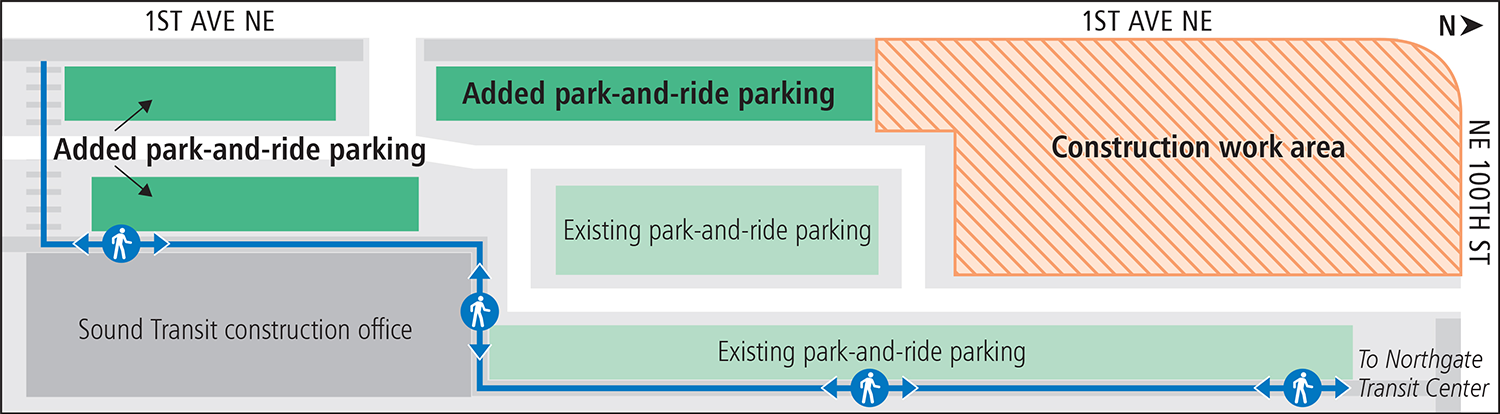 Map showing temporary commuter parking space changes during drilling equipment demobilization.