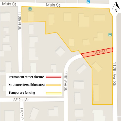 Map of downtown Bellevue tunnel constructrion area