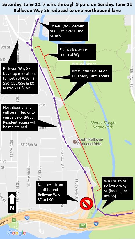 Map of I-90 weekend closures June 2017