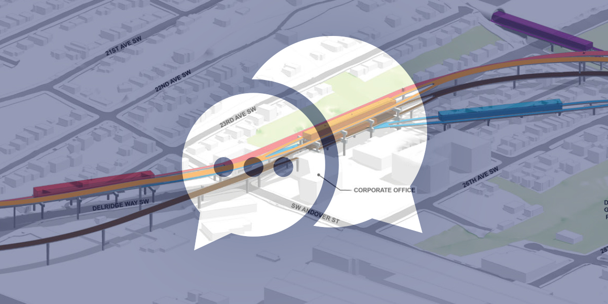 Graphic of two conversation bubbles for West Seattle and Ballard email.