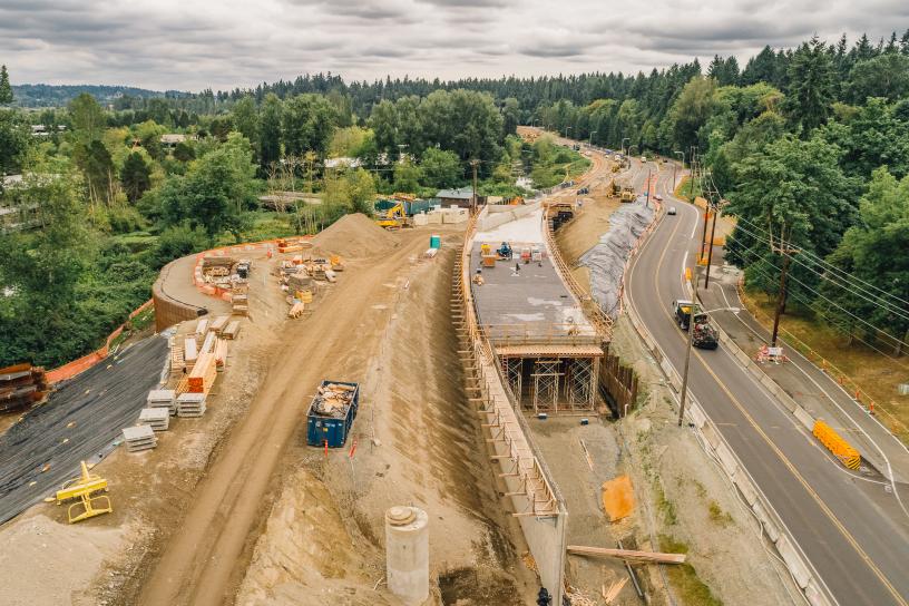 The undercrossing from the north of the new 112th Avenue Northeast.