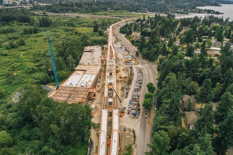 Aerial view of the future South Bellevue Station.