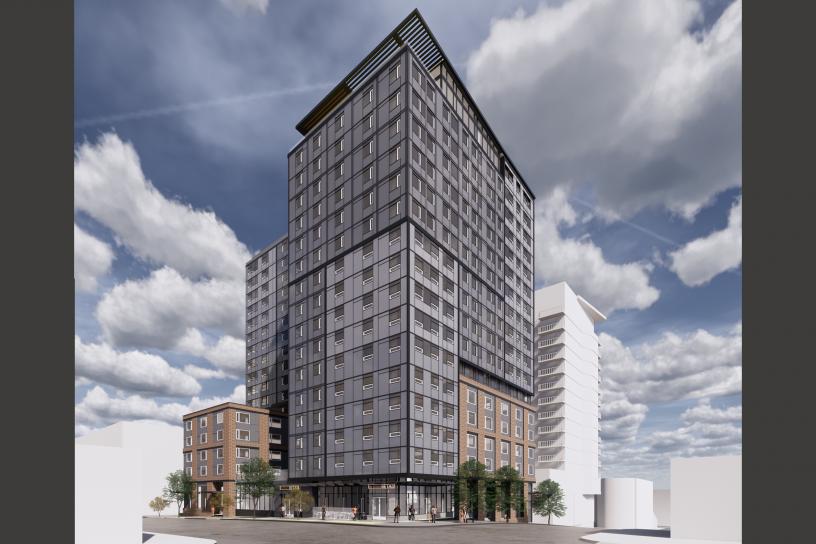 Rendering of a high rise apartment building