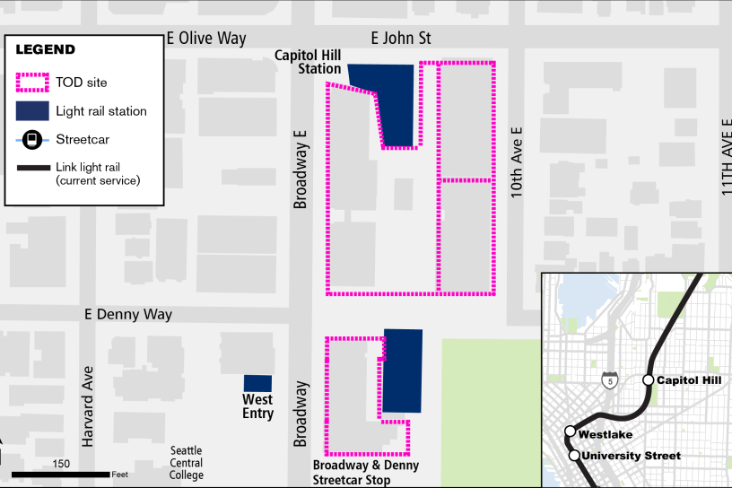Map of Capitol Hill transit oriented development area