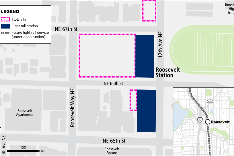 Map of the TOD area around Roosevelt Station