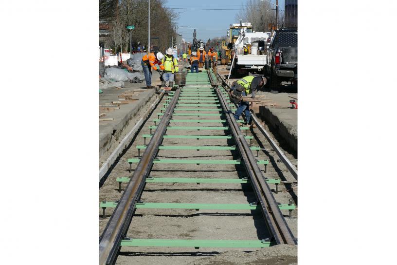 Crews prepare for concrete pour along Martin Luther King Jr. Way from South 18th to South 17th streets.