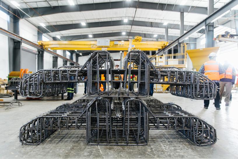 A look at the extensive rebar framework that is inside of every floating slab. This helps add density to make each one weigh almost 12,000 pounds.