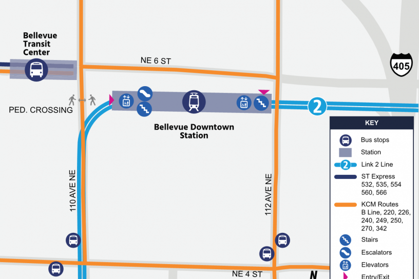 Site map for Bellevue Downtown Station