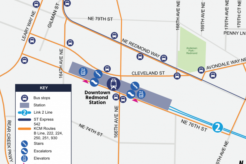 Site map for Downtown Redmond Station