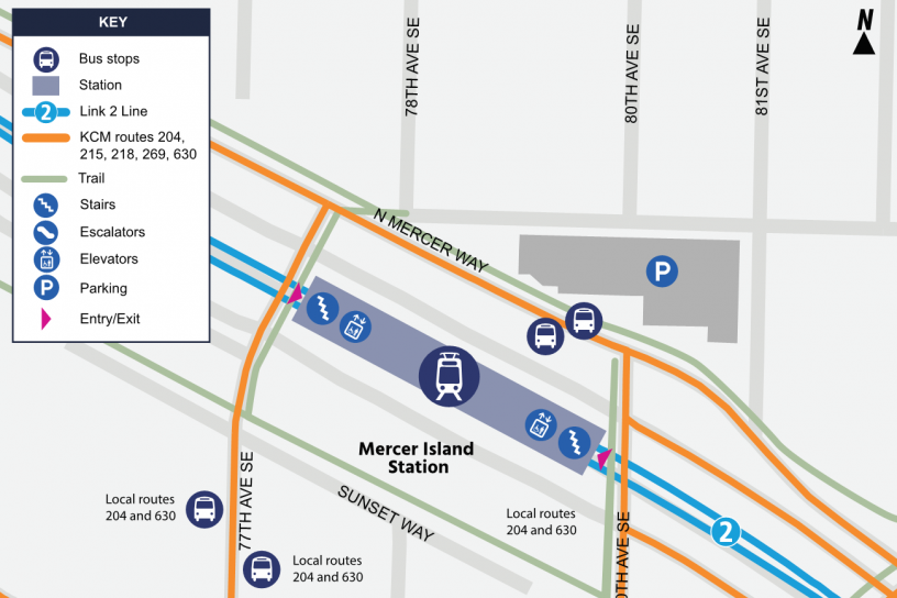 Site Map for Mercer Island Station