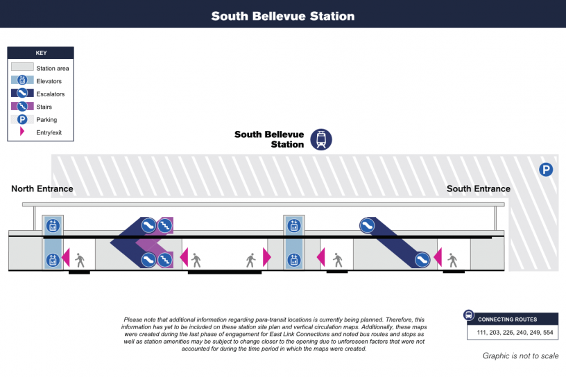 Station Vertical Circulation Map for South Bellevue Station