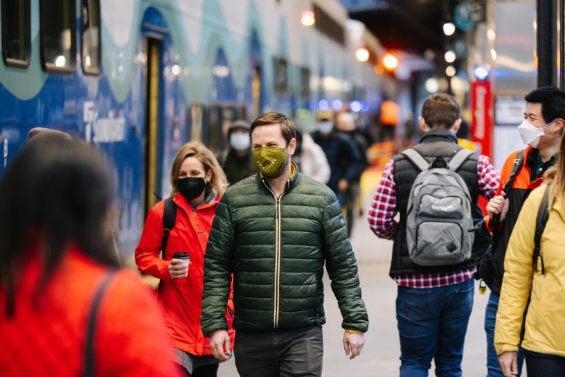 Passengers at King Street Station platform.