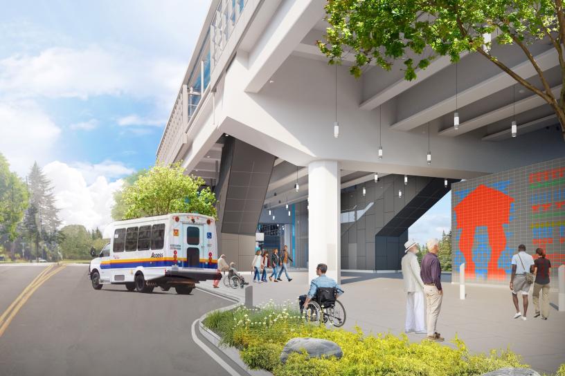 Rendering of 130th St Station drop off area