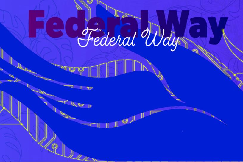 image of temporary artwork with the words "Federal Way" shown. 