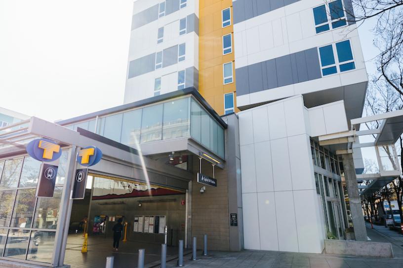 A street-level view of Capitol Hill Station.