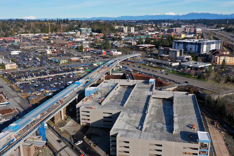 An aerial look at the Lynnwood TOD area.