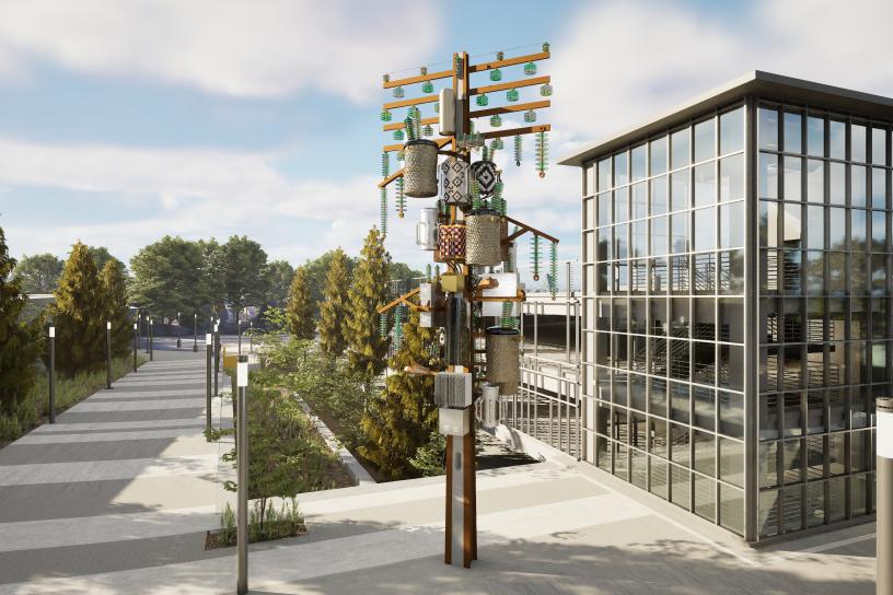 A rendering of a future artwork at Star Lake Station