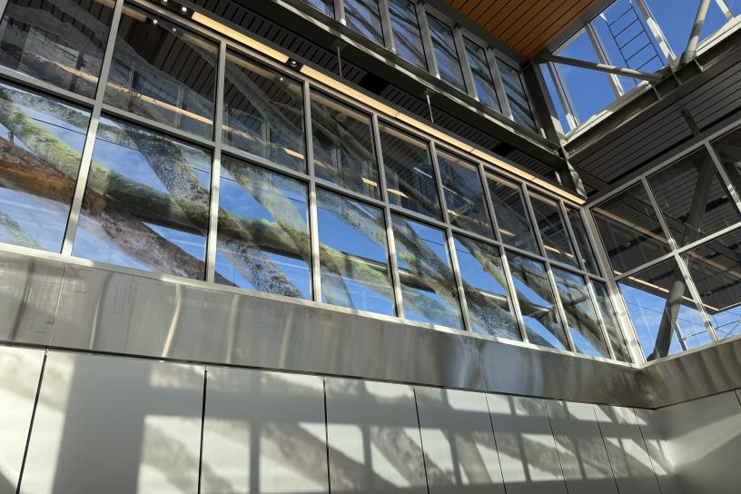 A photo of an art installion inside Kent Des Moines Station