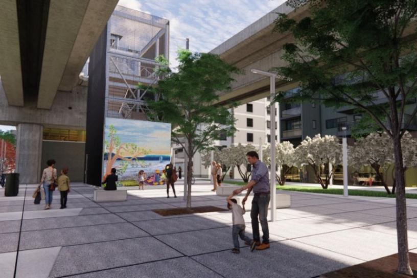 Rendering of future art installation at Kent Des Moines Station